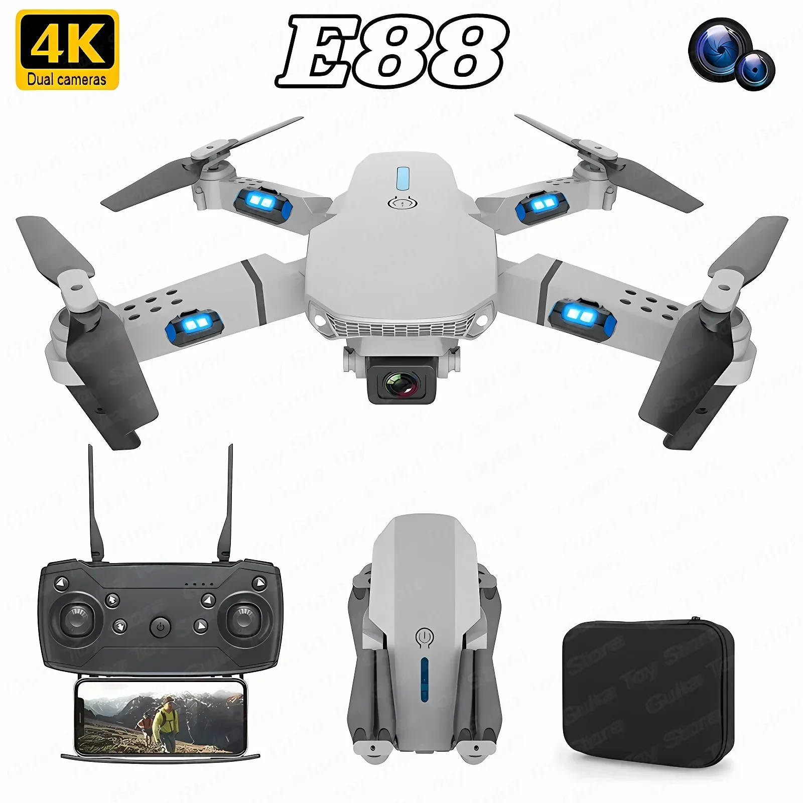 E88 Pro WIFI FPV Drone Wide An - đánh giá và giá Drone Battery Box
