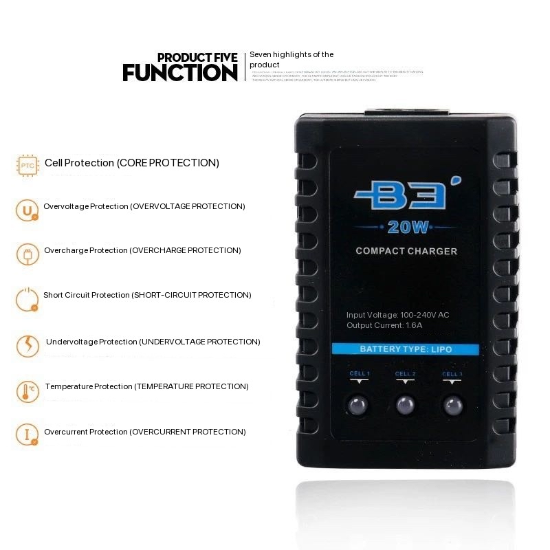 B3 20W simple balanced charger - đánh giá và giá Drone Battery 3S