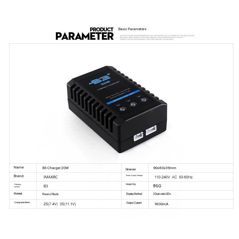 B3 20W simple balanced charger - đánh giá và giá Drone Battery 3S