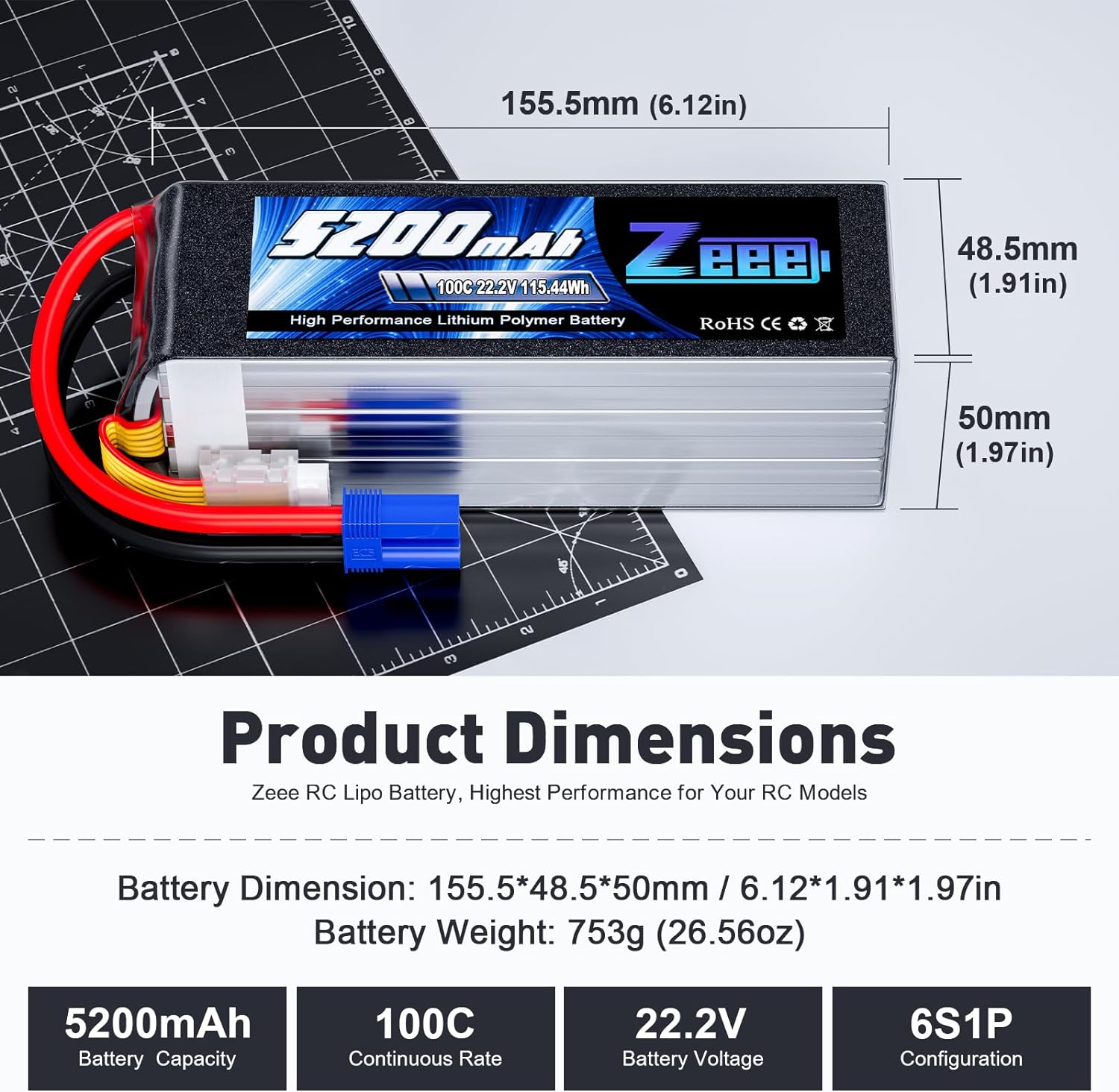 Zeee 6S 5200mAh Lipo Battery 2 - đánh giá và giá Drone Battery 6S
