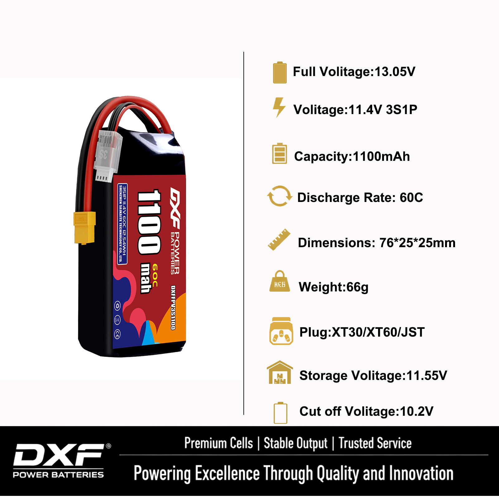 DXF Lipo 3S Battery 11.4V 1700 - đánh giá và giá Drone Battery 3S