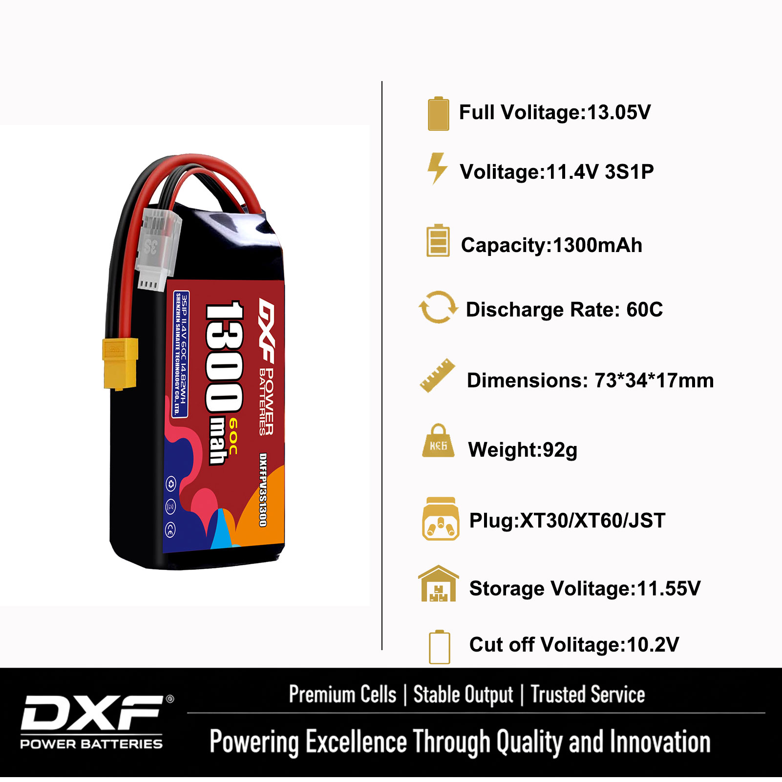DXF Lipo 3S Battery 11.4V 1700 - đánh giá và giá Drone Battery 3S